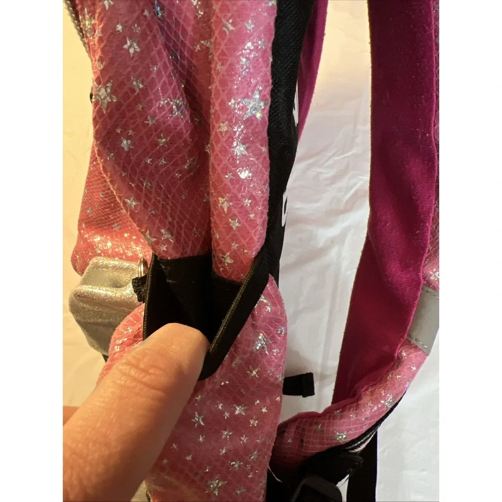 Justice Backpack Pink Silver Pencil Case Pouch Keychain Stars No Lunchbox